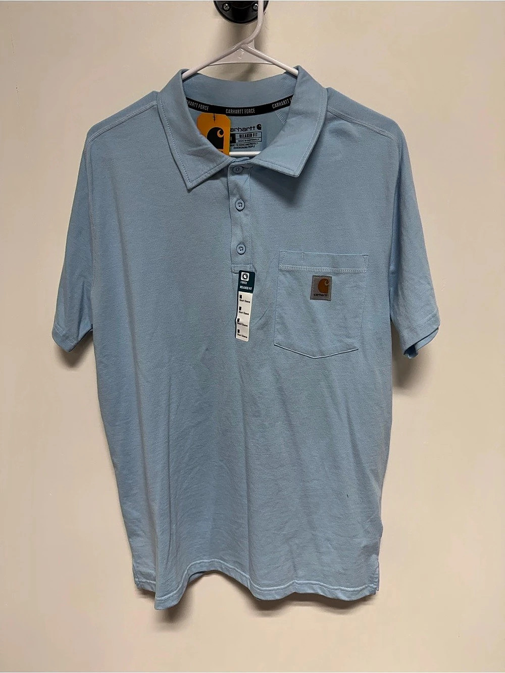NWT Carhartt Force Relaxed Fit Polo Shirt Light Blue Men’s